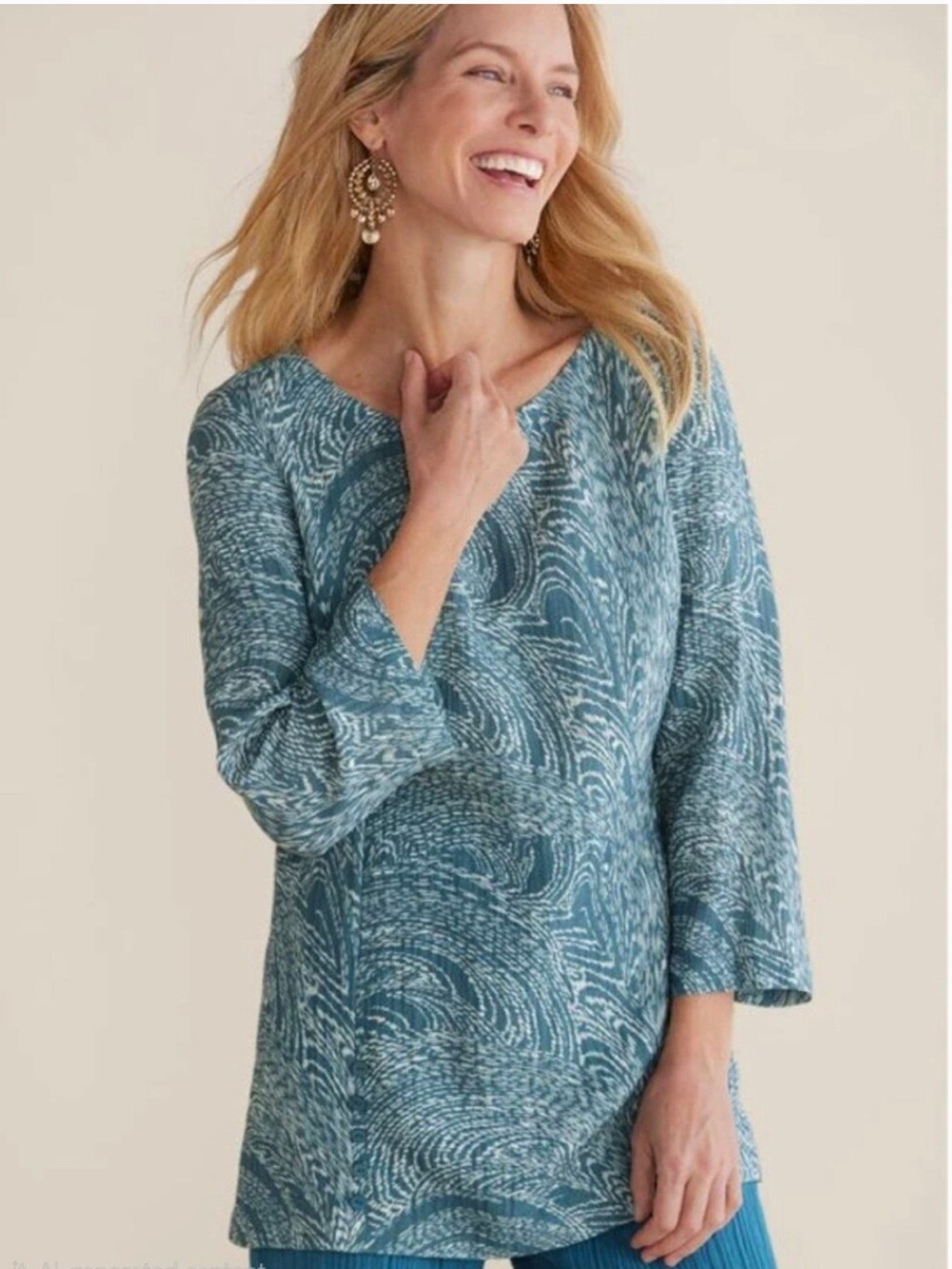 Oceo Crinkle Gauze Tunic teal